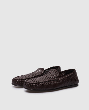 Dolce&Gabbana Brown leather braided loafers A50634AZ870