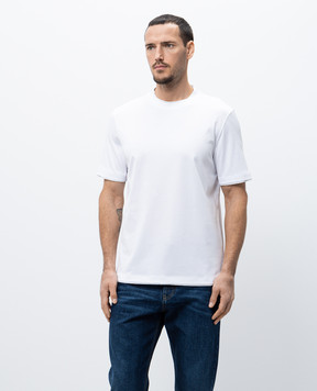 Brunello Cucinelli White straight-cut T-shirt with layering effect M0B137427