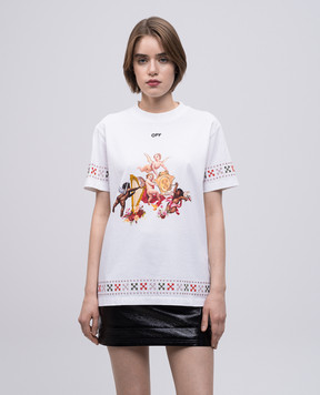 Off-White White T-shirt with embroidered emblem OMAA027S25JER002