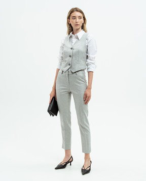 Peserico Gray pants made of wool with lurex A0471808329