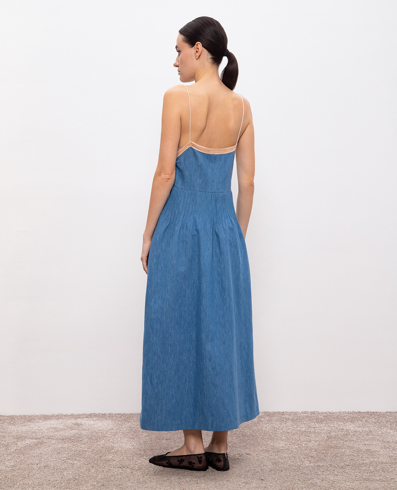 Blue Althea Lace Linen and Silk Blend Dress Gabriela Hearst 4