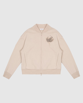 Brunello Cucinelli Children's beige bomber jacket with an application BN05NE872C