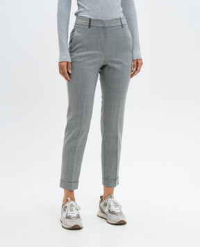 Peserico Gray wool cropped trousers with monil chain P0479602660