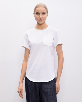 Brunello Cucinelli White T-shirt with a monil chain M0T81EH900