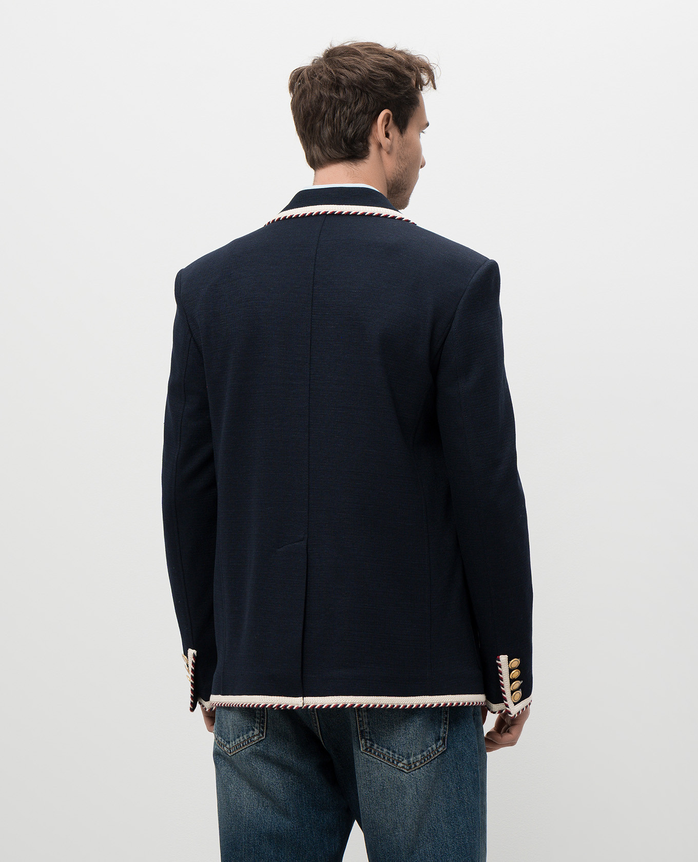 

Blue linen blazer with contrast trim Valentino