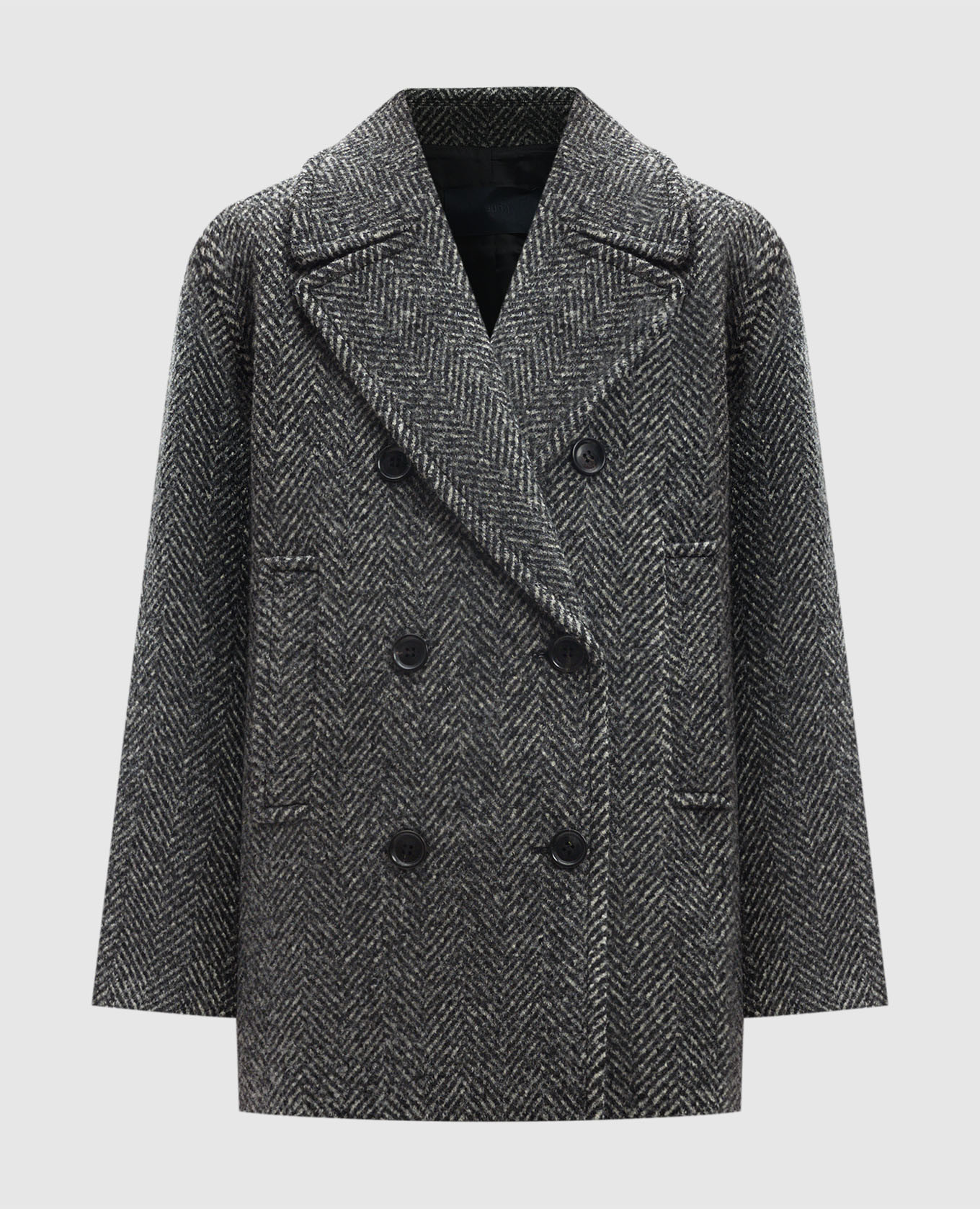 Gray double-breasted coat made of wool in a pattern juun.j