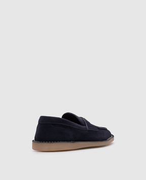 Dolce&Gabbana Blue suede loafers with monogram logo A50601AS707