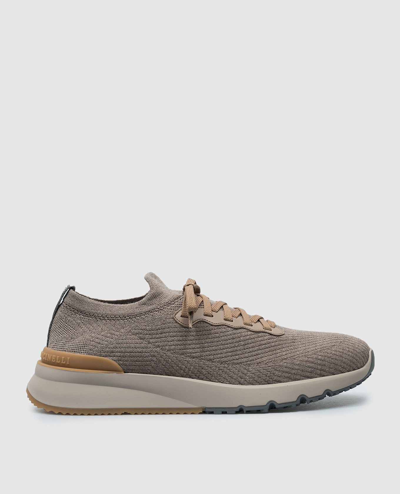 Brown sneakers with a textured logo brunello cucinelli