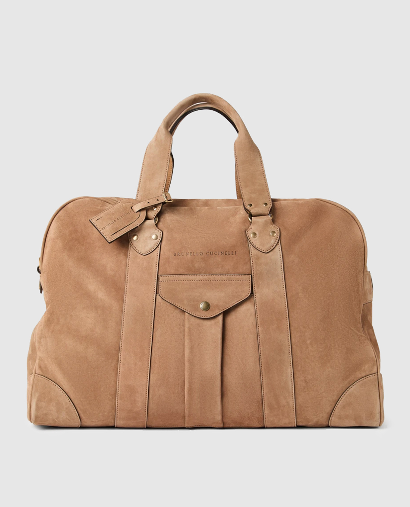 

Beige suede travel bag with logo Brunello Cucinelli