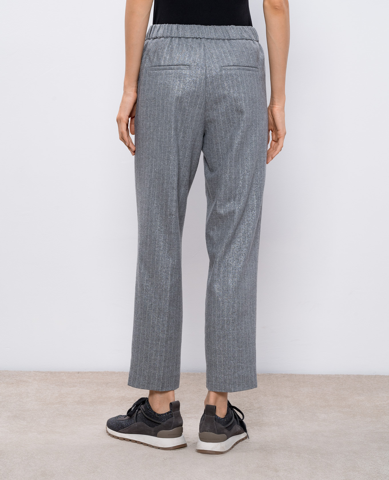 Gray trousers in a stripe with wool Peserico 4
