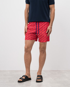Vilebrequin Red Micro Ronde Des Tortues Rainbow Print Swim Shorts MAHAJ139