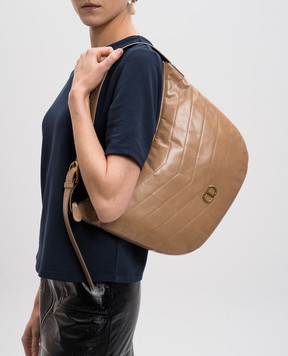 Twinset Madison beige glossy leather hobo bag 251TB7452