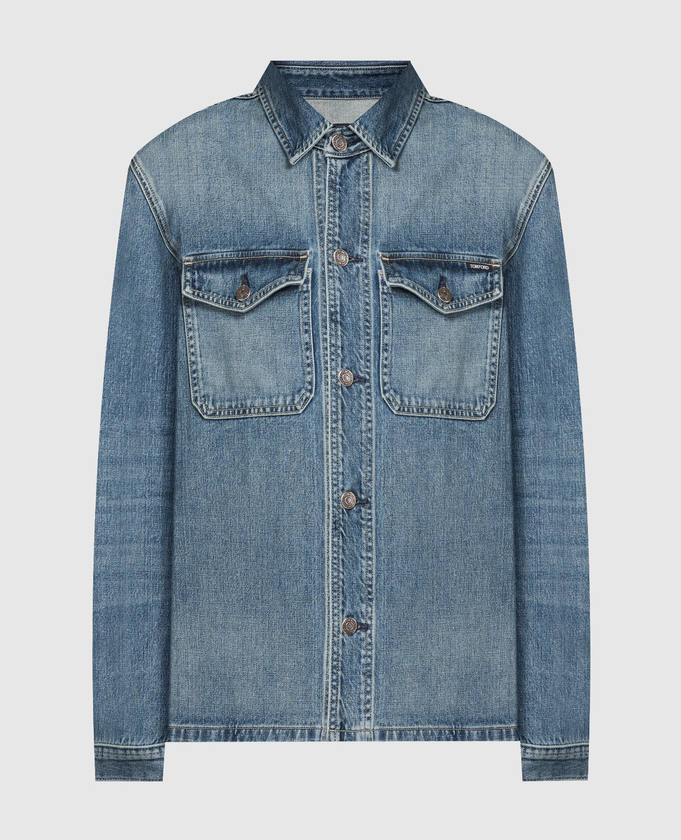 

Blue denim jacket with a distressed effect Tom Ford
