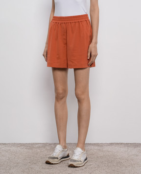 Brunello Cucinelli Orange shorts with monil chain MPT81EO399