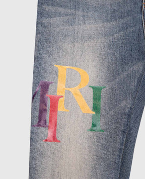 AMIRI Children's blue jeans with logo print AKDNSY1006