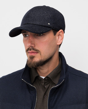 Stefano Ricci Blue cashmere cap with emblem MCV53SB13EC0002T
