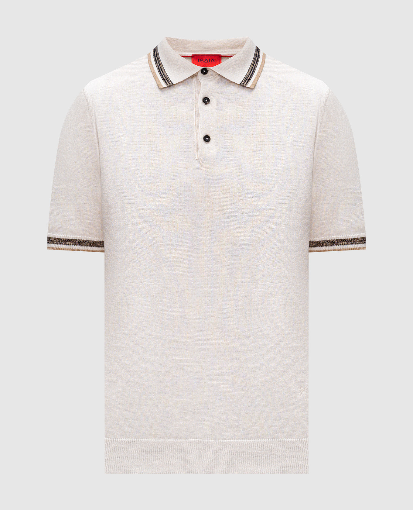 Beige silk and linen polo shirt ISAIA