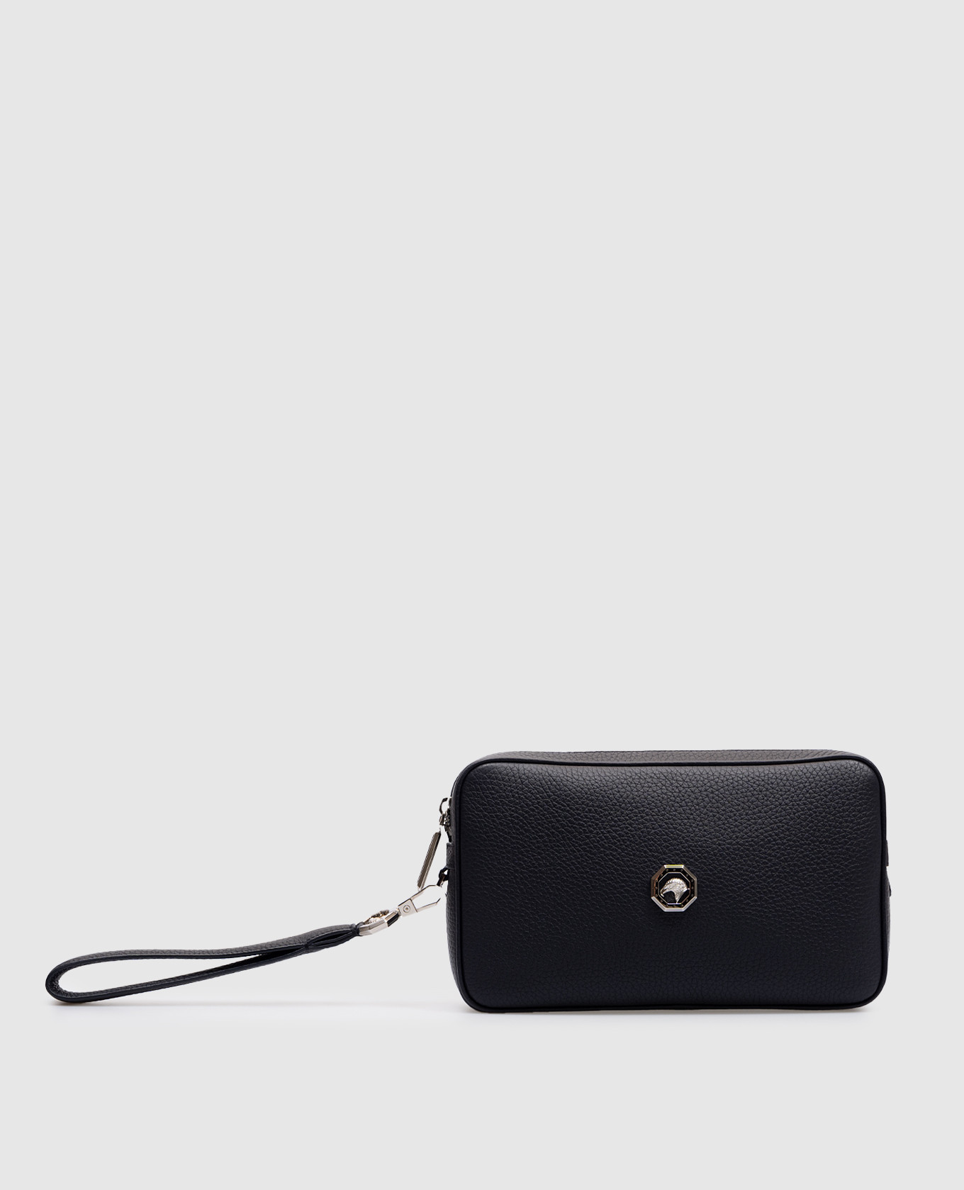 

Blue leather clutch with metal logo Stefano Ricci, Синий