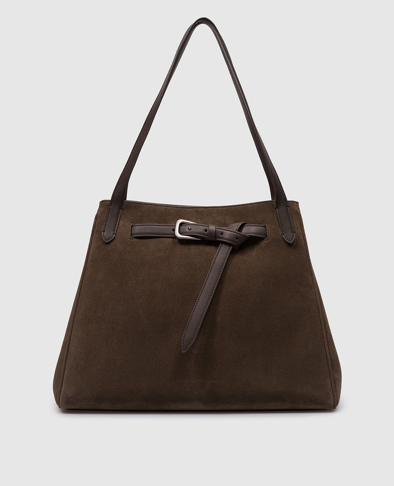 

Brown suede logo tote bag Brunello Cucinelli, Коричневый