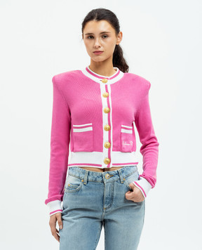 Balmain Pink cardigan with logo embroidery DF1KL133KG48