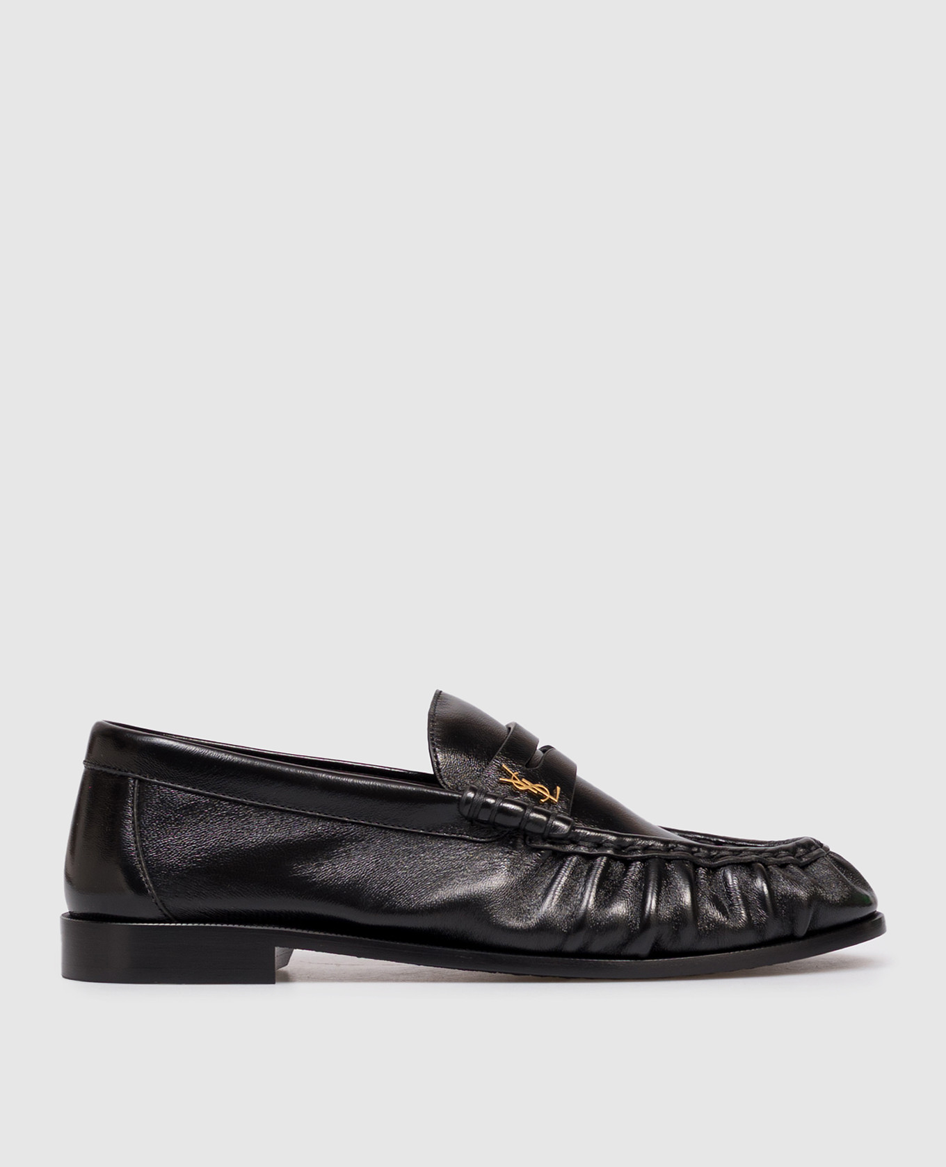 

Black leather glossy loafers with logo Saint Laurent