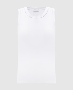 Peserico White ribbed top with monil chain S08700J005669