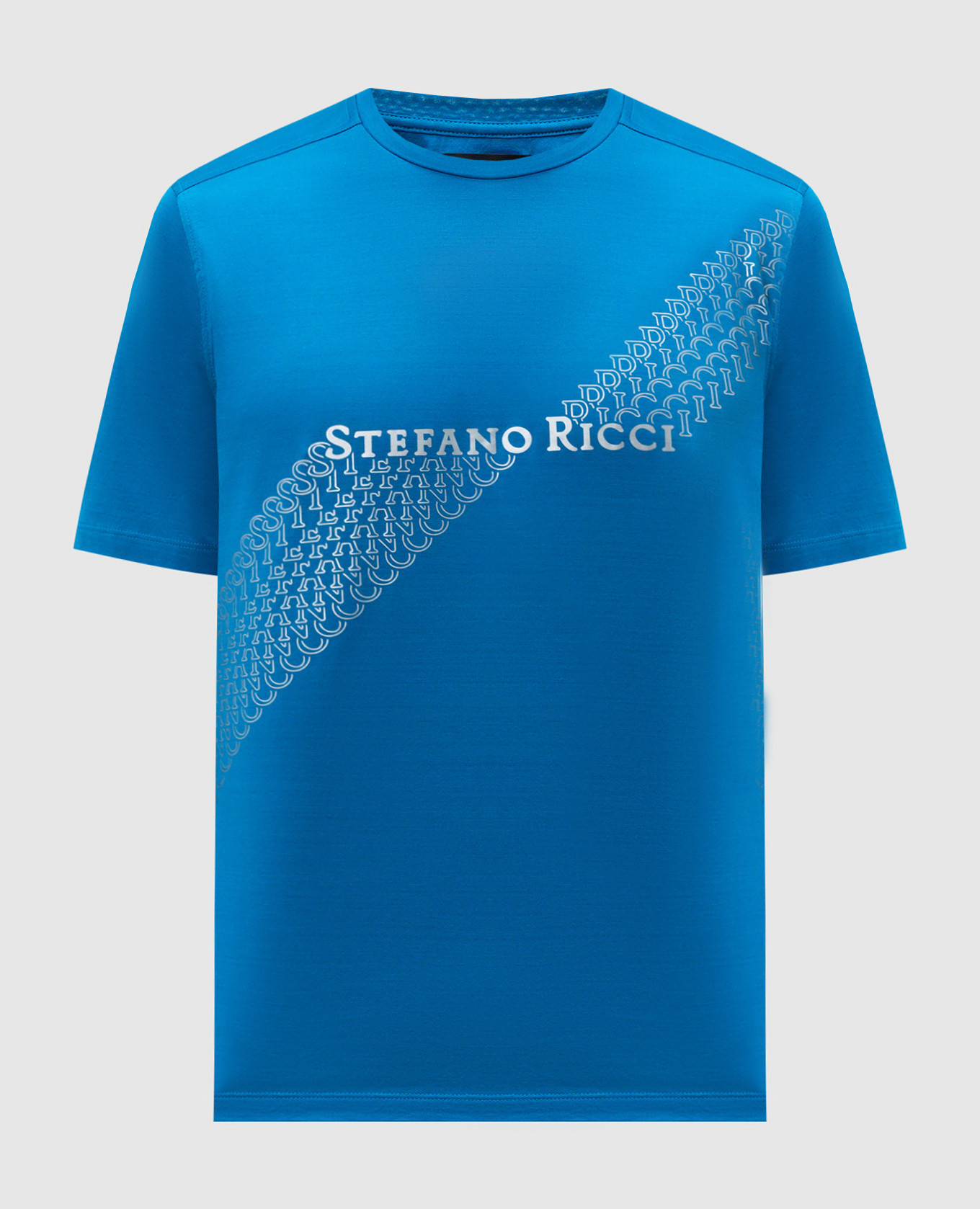 Blue t-shirt with logo print Stefano Ricci