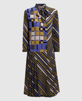 Bottega Veneta Violet dress made of silk in a geometric pattern 433985