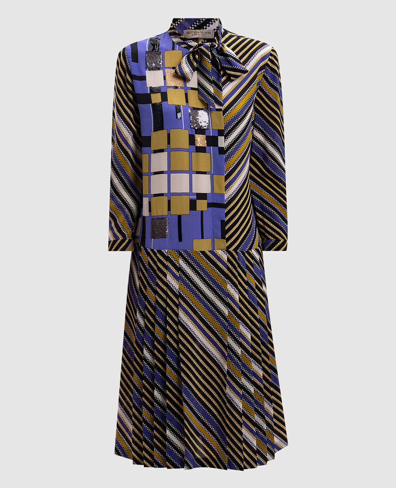 

Violet dress made of silk in a geometric pattern Bottega Veneta