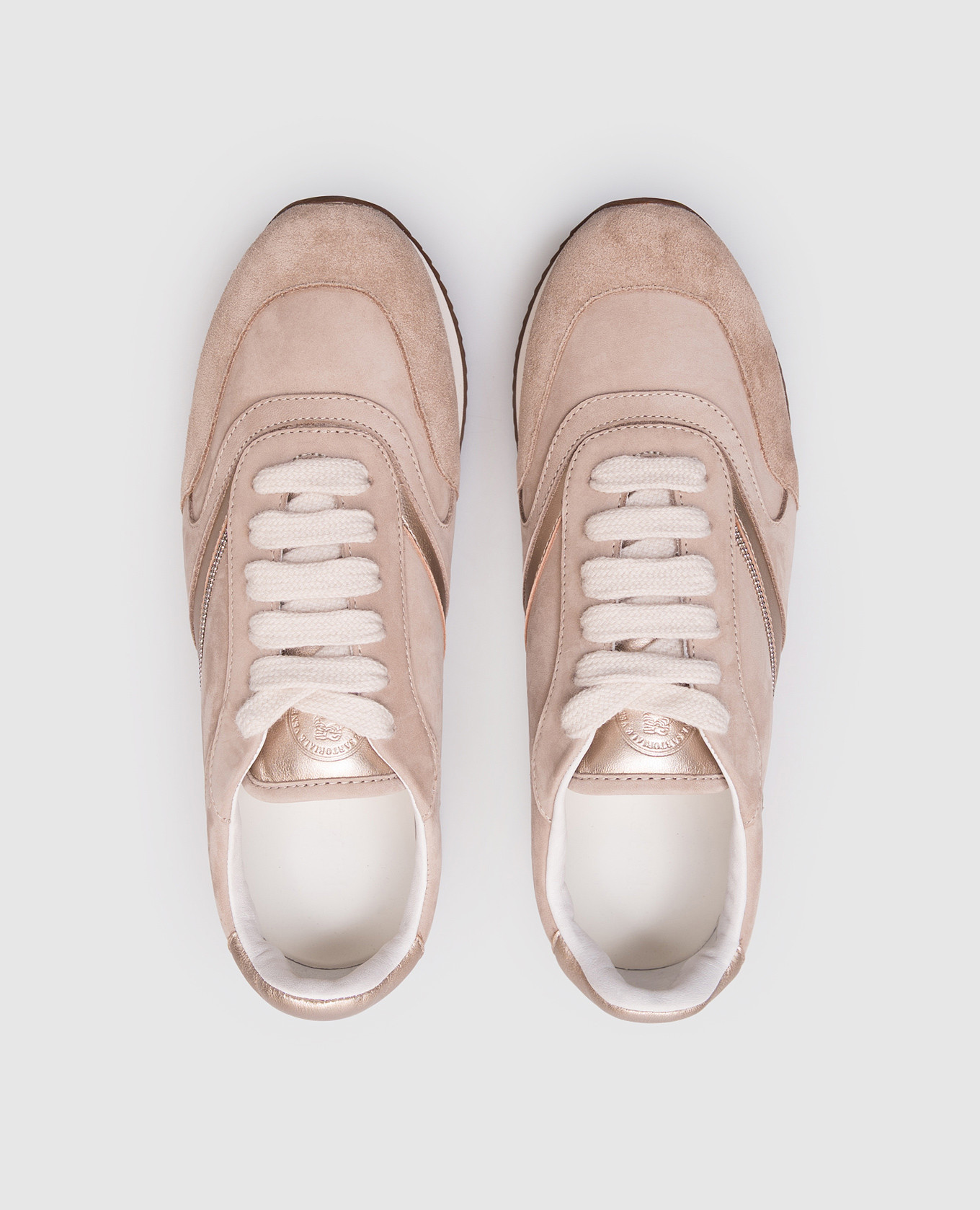 

Beige nubuck sneakers with monil chain Peserico