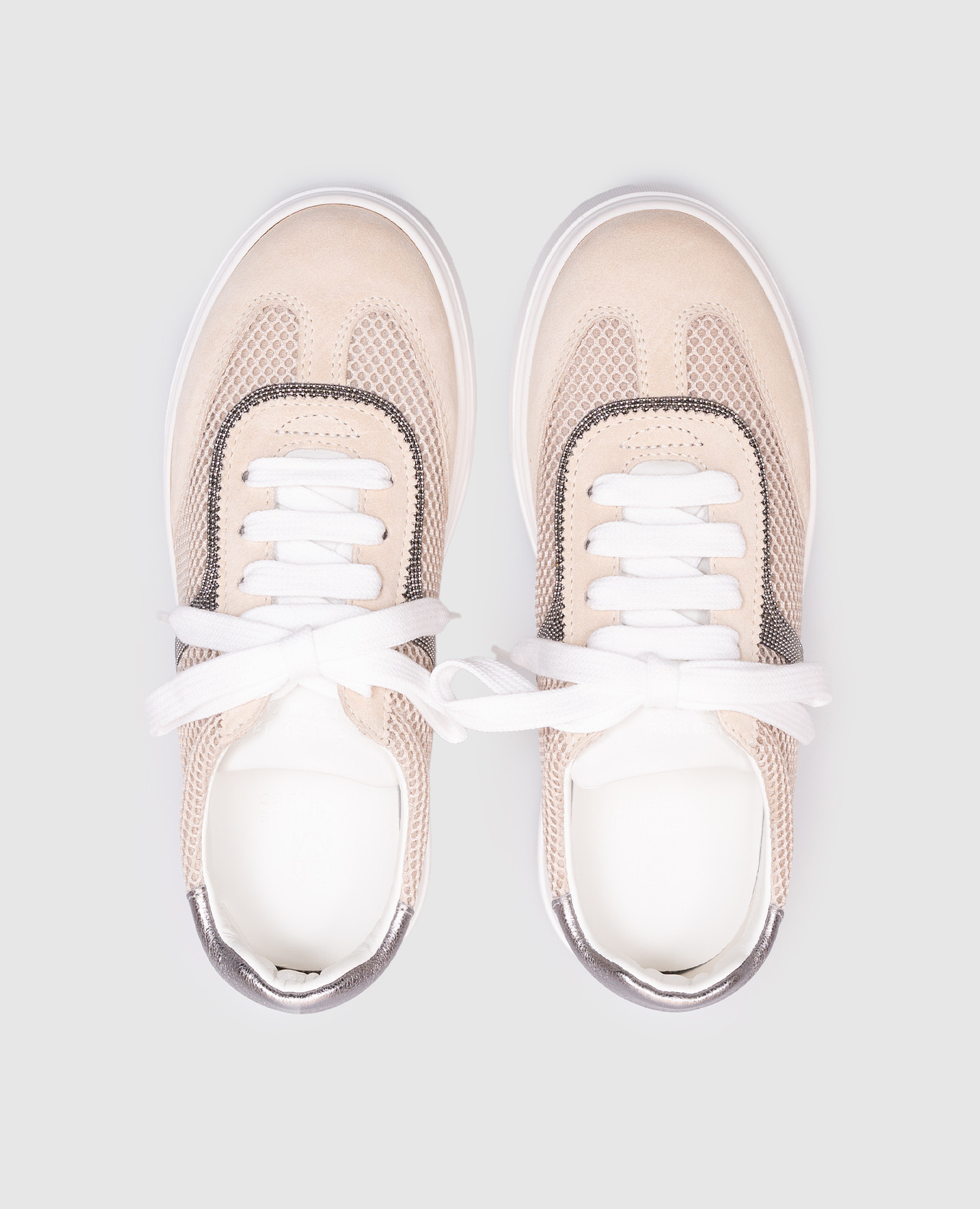 Children's beige combination sneakers with a monil chain Brunello Cucinelli 4