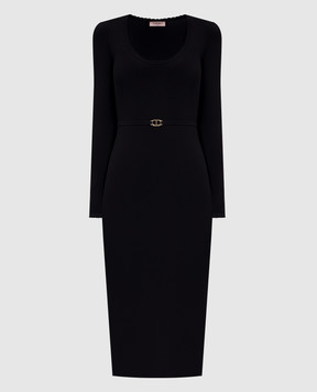 Twinset Black ribbed midi dress 252TP3352