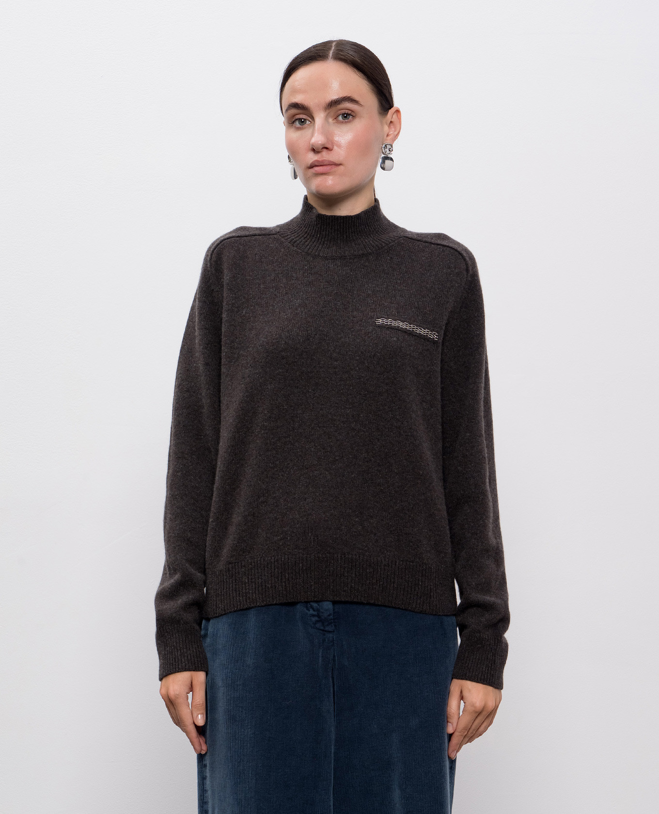 

Wool, silk and cashmere sweater with monil chain Peserico, Grey