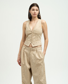 Giuseppe Di Morabito Milano Beige vest with crystals 02SSTO243FM02237