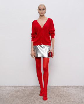 Solotre Red cardigan with textured pattern M3D0051D