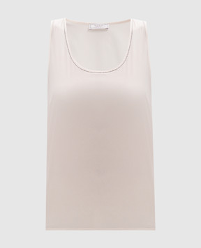 Peserico Beige silk top with monil chain S0898107325
