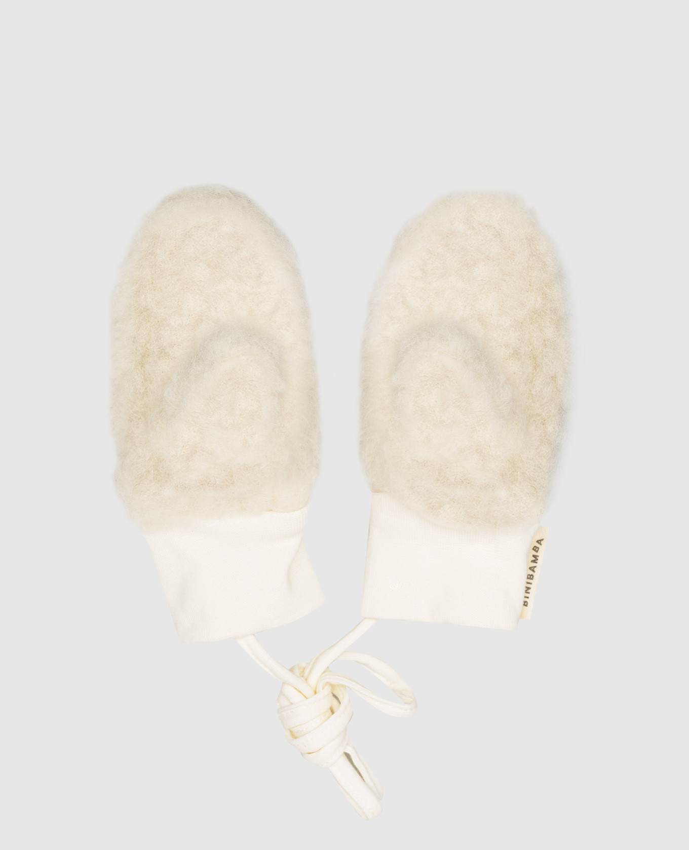 

Children's white merino wool gloves with logo Binibamba