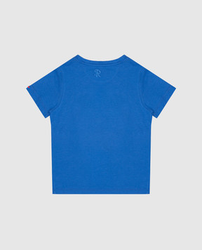 Stefano Ricci Children's blue t-shirt with embroidered logo emblem YNH8400340803
