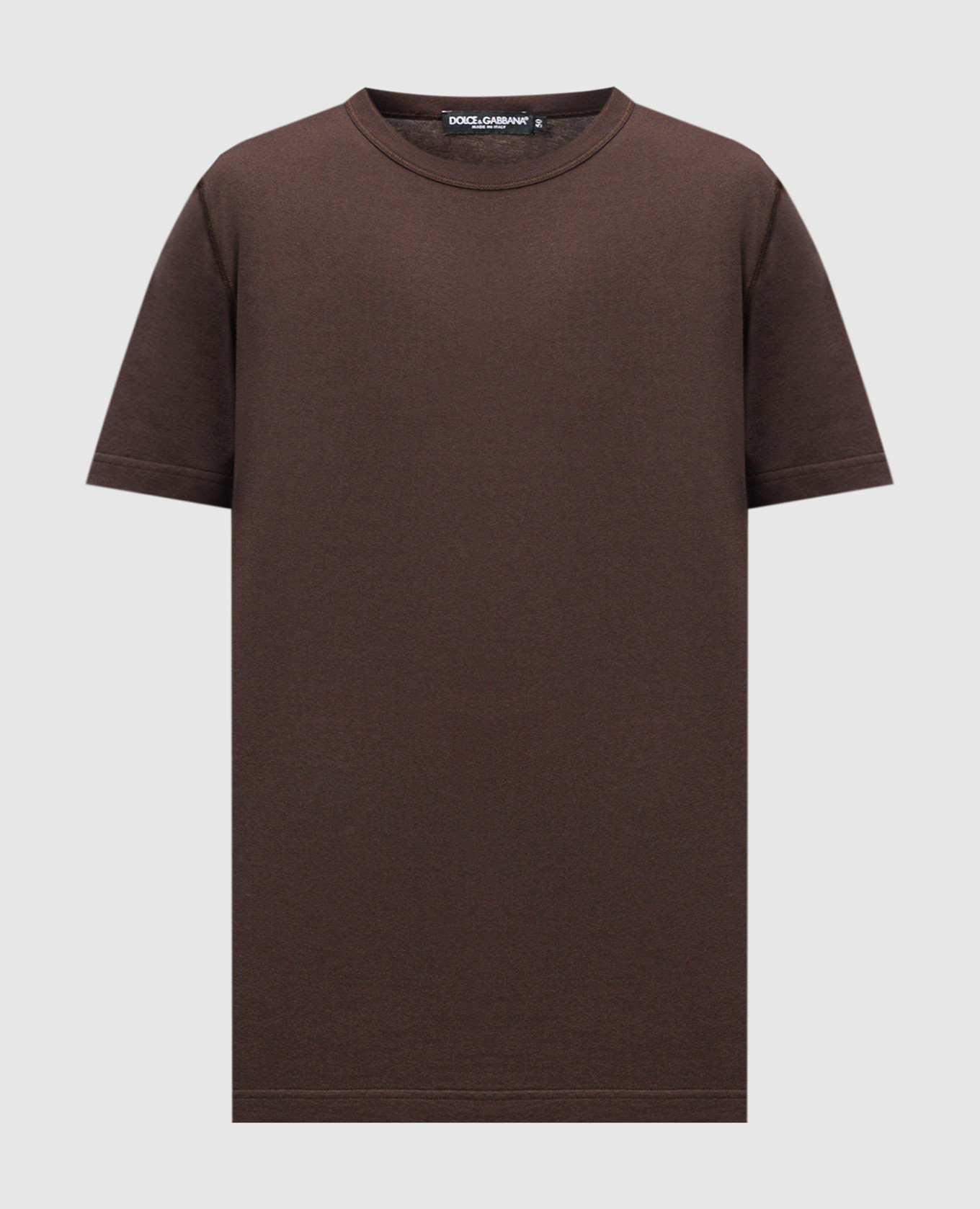 Brown t-shirt with logo patch dolce&gabbana