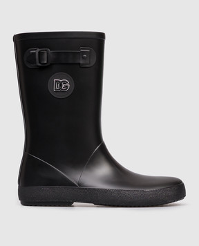 Dolce&Gabbana Children's black rubber boots with logo DD0323AA6152234