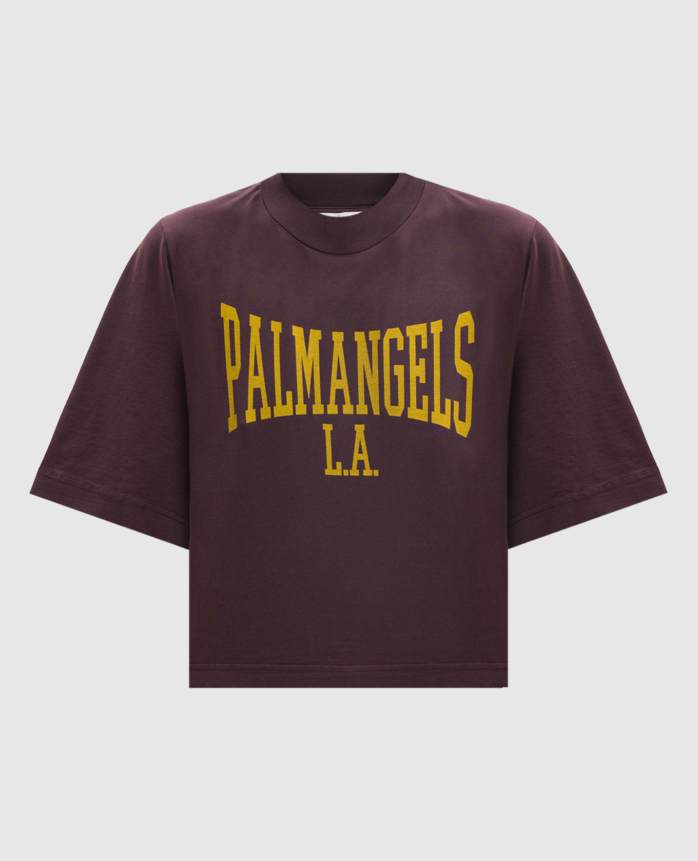 Burgundy t-shirt with logo print palm angels