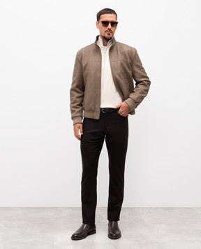 Brett Johnson Brown leather jacket with emblem FW25L85DEPEL