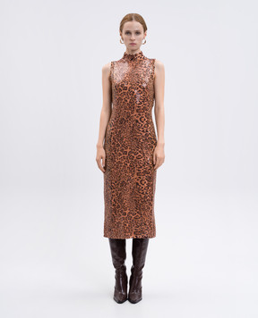 Twinset Brown midi dress in animal print 252TP3610