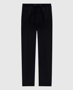 Iceberg Blue wool and silk pants with logo patch B0803080