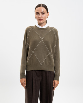 Peserico Green wool, silk and cashmere jumper with monil chain S99403F129283F