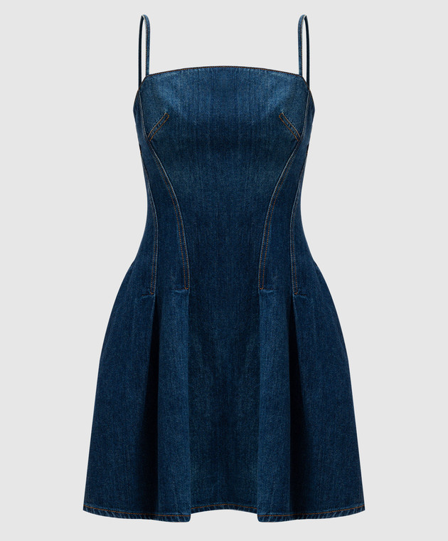 alexander mcqueen denim mini dress Women's Denim Asymmetric Mini Dress in Washed Blue