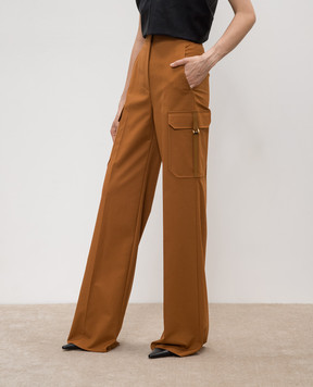 Max Mara Brown EDDA flared trousers with logo embroidery EDDA