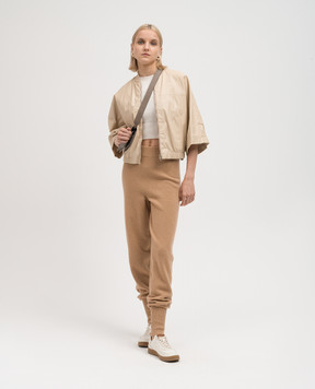 Twinset Brown wool and cashmere joggers with lurex 232TT3201
