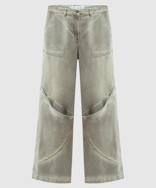デニム・ジーパン THE ATTICO FW24 Used effect jeans (247WCP198D089 733) The Attico Sky Blue baggy jeans with large pockets | TheDoubleF