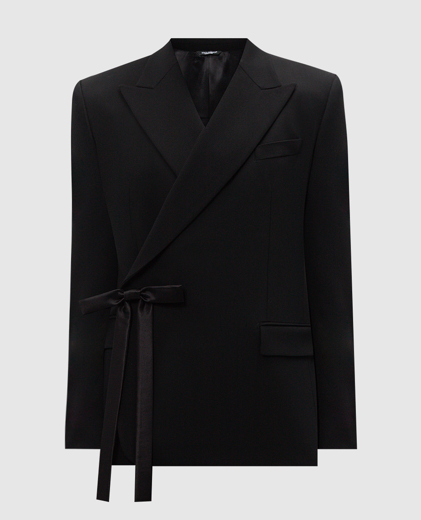 Black double-breasted wool jacket with a bow Dolce&Gabbana
